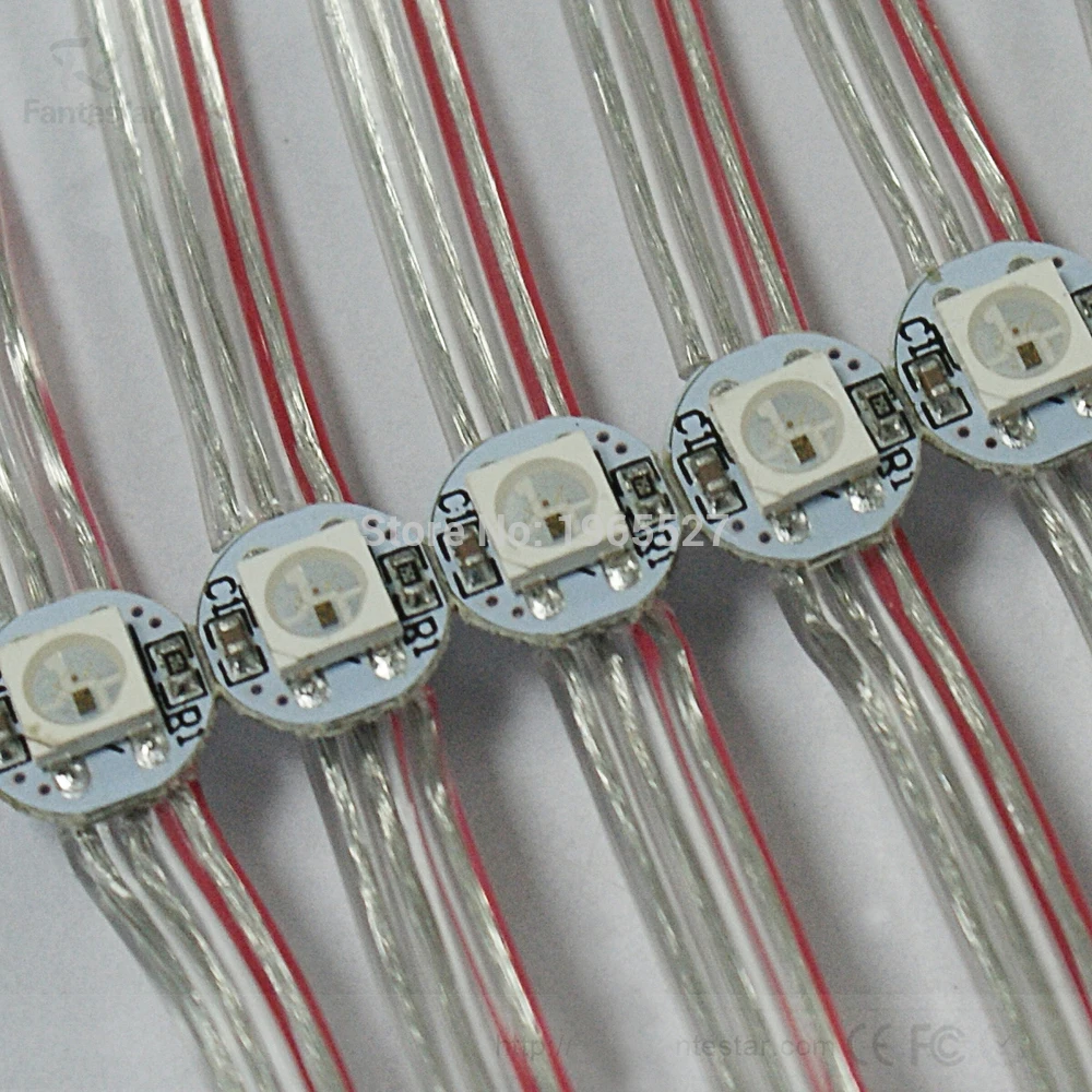 full color 5050 smd rgb WS2811 led string pixel light Round shape 50pcs/string white PCB Non-Waterproof IP20 DC5V input | Лампы и
