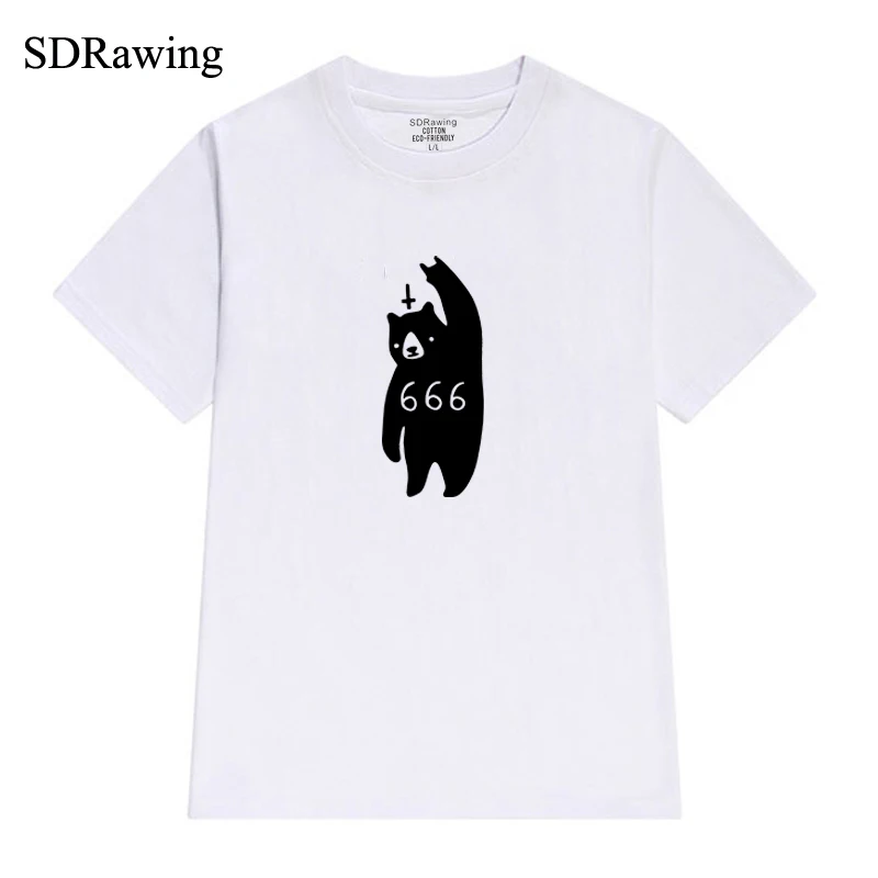 

Funny 666 bear T-shirt Fashion Short sleeve O-Neck Tops Summer T shirt casual homme Hip Hop Swag Tshirt