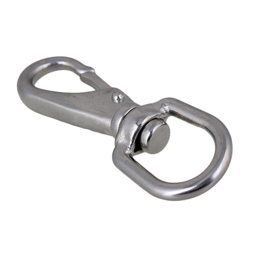

M4 Silver 304 Stainless Steel Boat Marine Pet Chains Key chains Swivel Eye Spring Hardware Snap Hook 1pcs