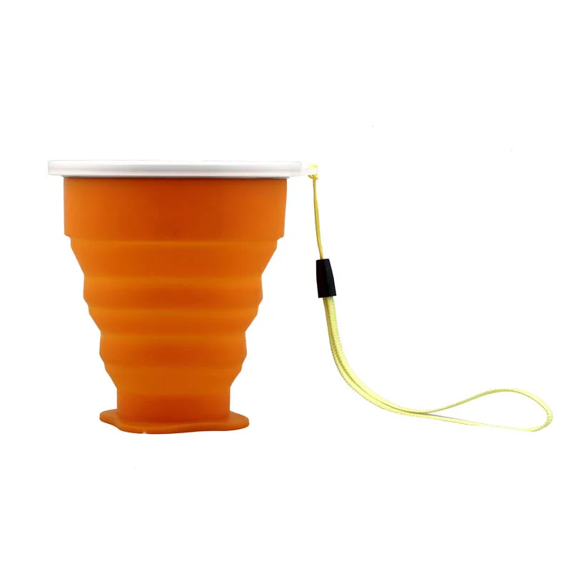 Portable Collapsible Metal ring Transparent Cover Cup Creative Outdoor Travel Folding Retractable Drinking Cups 240ml