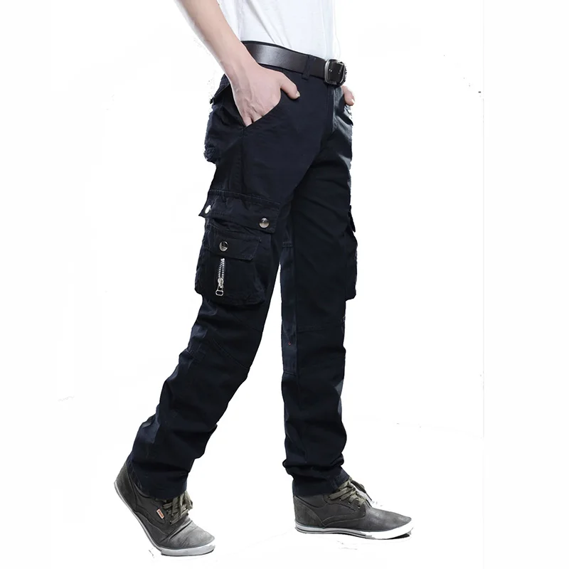 ZOOB MILEY Plus Size Men's Cargo Pants Casual Trousers Multi Pocket Overalls Loose Fit 100%Cotton Not Include the Belt | Мужская