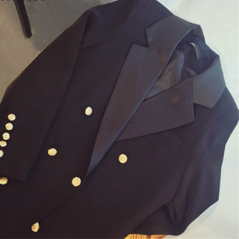 Женский блейзер двубортный Chaqueta офисный женский с отворотом длинный рукав