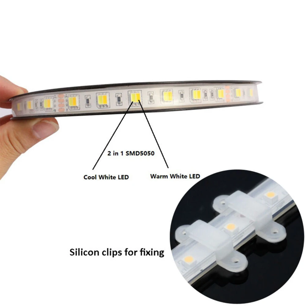 Светодиодная ленсветильник CCT Dimmable SMD 5050 5M WW CW с регулировкой температуры цвета IP67