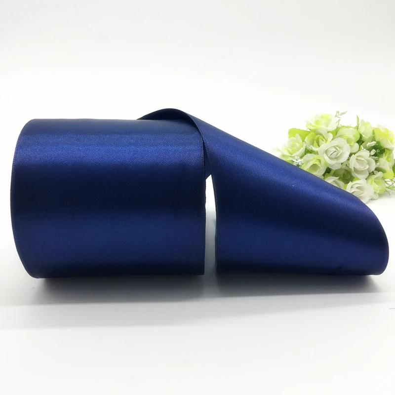 5 ярдов/партия 4 &quot100 мм Navyblue шелковая атласная лента Полиэстеровая для свадьбы
