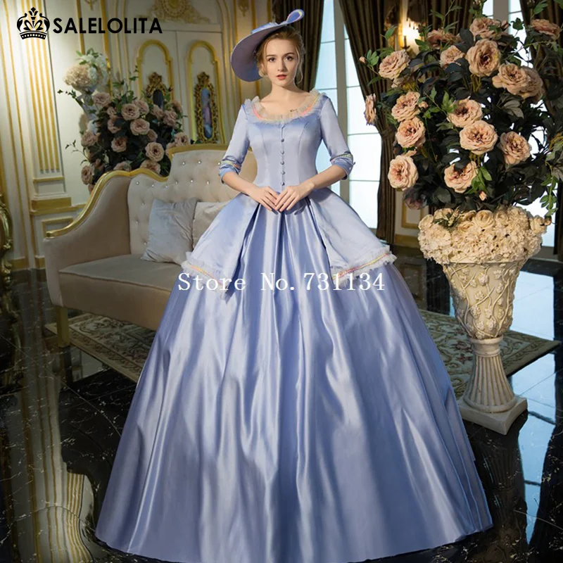 Новое поступление Голубое Бальное Платье в стиле рококо барокко Мари Антуанетта