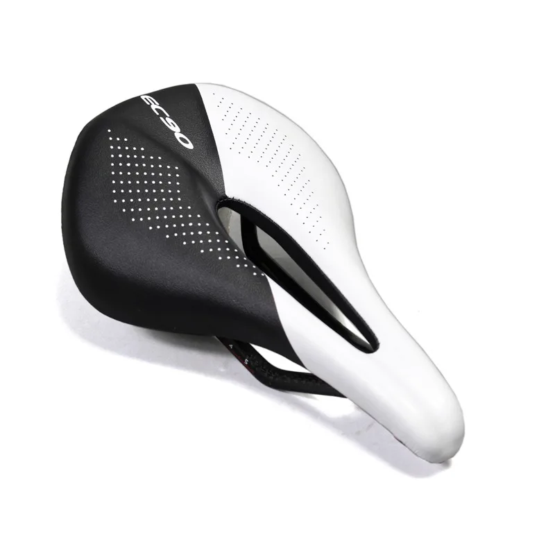 black and white EC90 карбоновое+ кожаное велосипедное седло MTB шоссейное велосипедное седло горное велосипедное седло из ПУ дышащее мягкое сиденье Подушка - Цвет: black and white