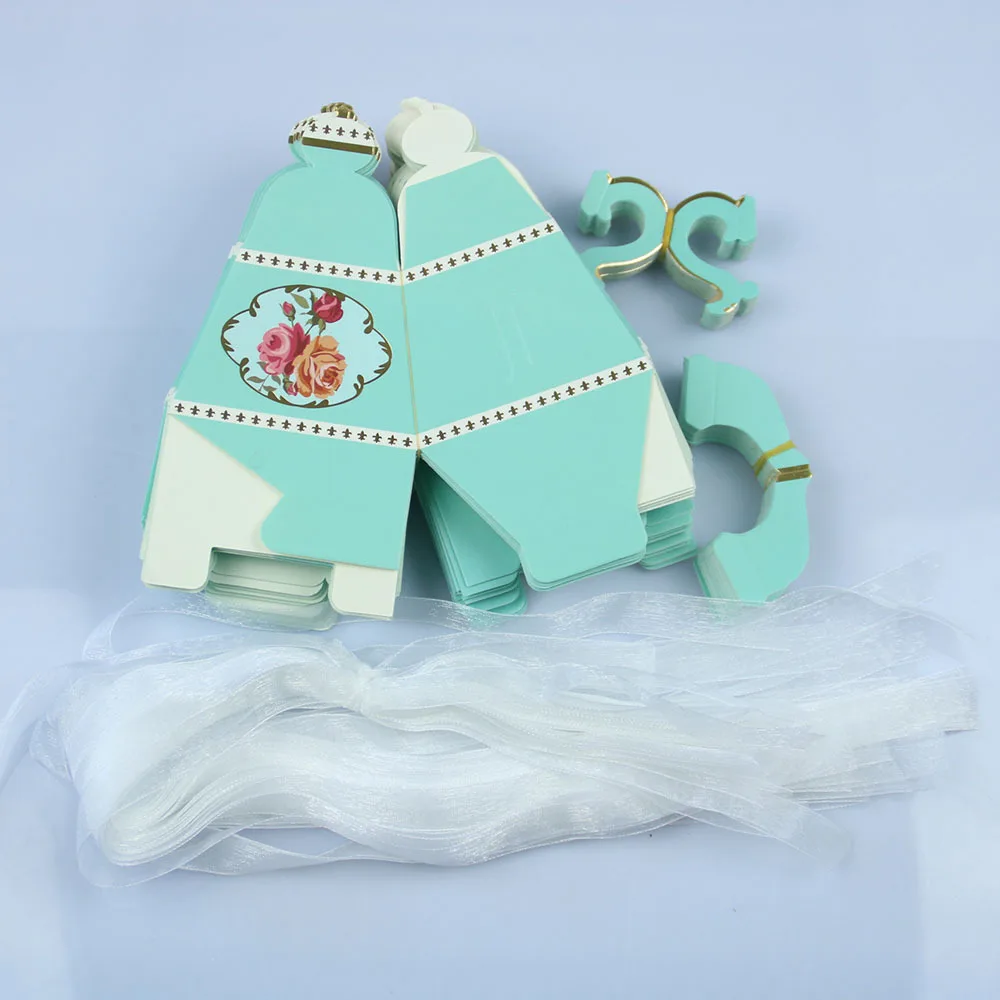 

50/100pcs Creative Teapot Wedding Favors Box Flower Candy Box Chocolate Box Wedding Party Decoration Casamento