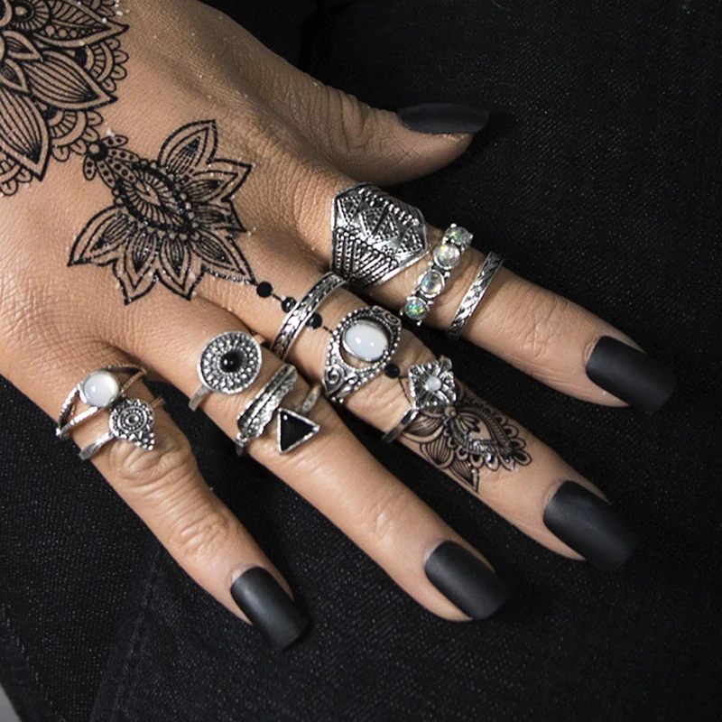 Новинка богемные антикварные кольца в виде цветов розы сердца короны резные на