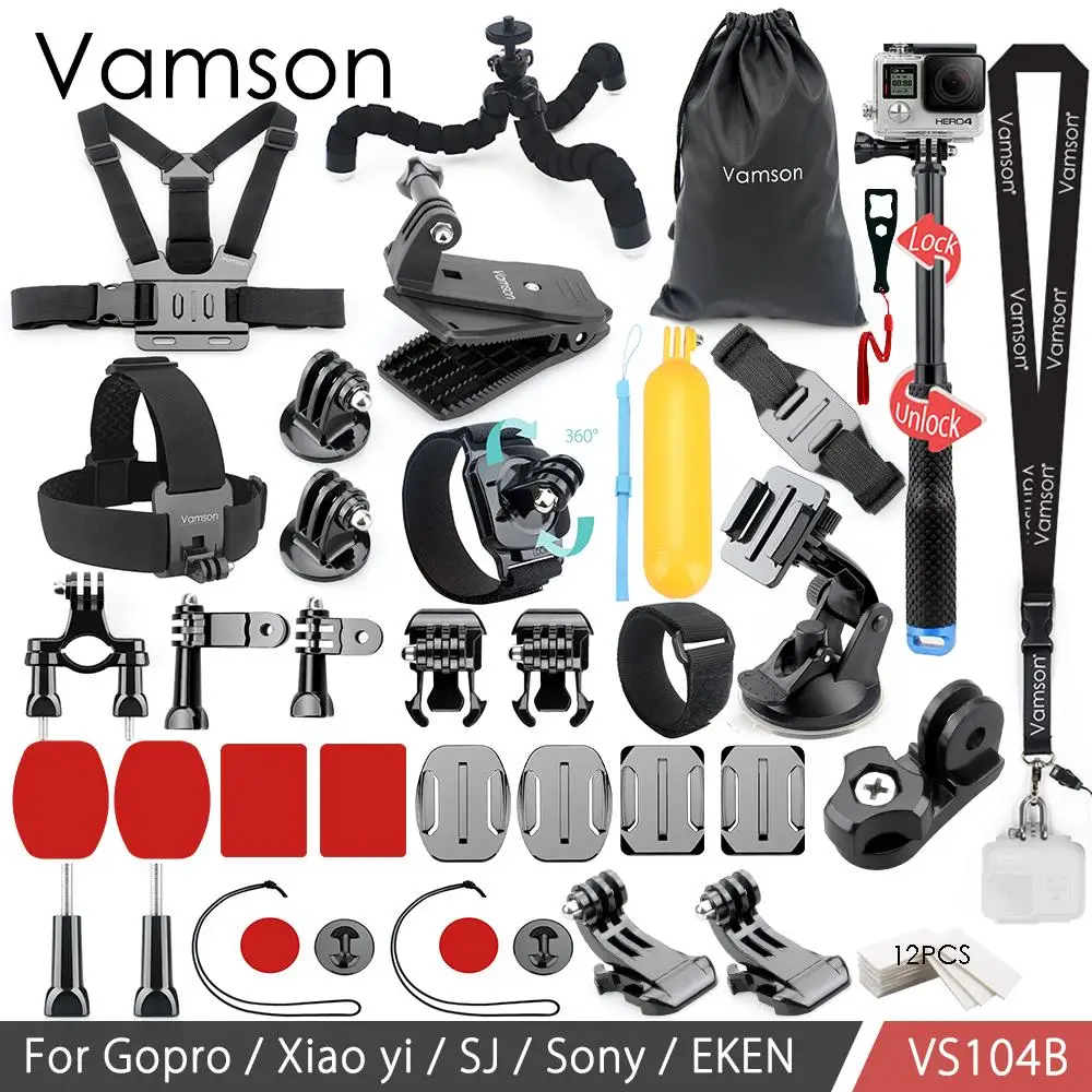 Vamson для Xiaomi yi 4 k комплект аксессуаров монопод для Gopro Hero 6 5 4 3 для eken для SOOCOO для SJCAM VS104D - Цвет: VP104B