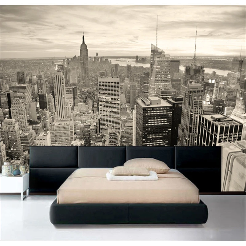 Большие черно-белые обои beibehang городской уличный пейзаж большая роспись