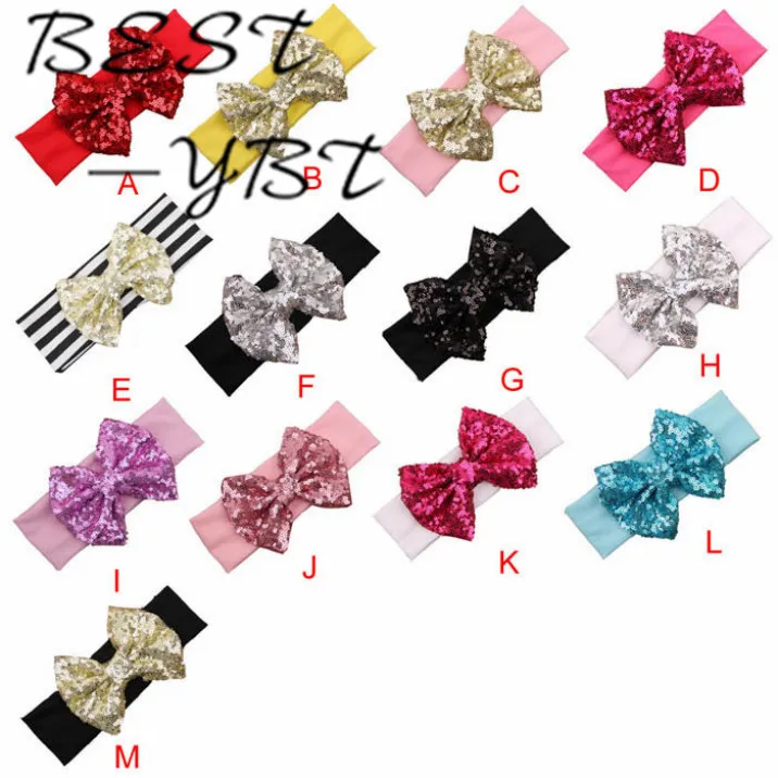 

Hot Sale Fashion Elastic Children Baby Girls Headband Cute Sequins Bow Baby Girl Hair Accessories For Baby Gift 1pc
