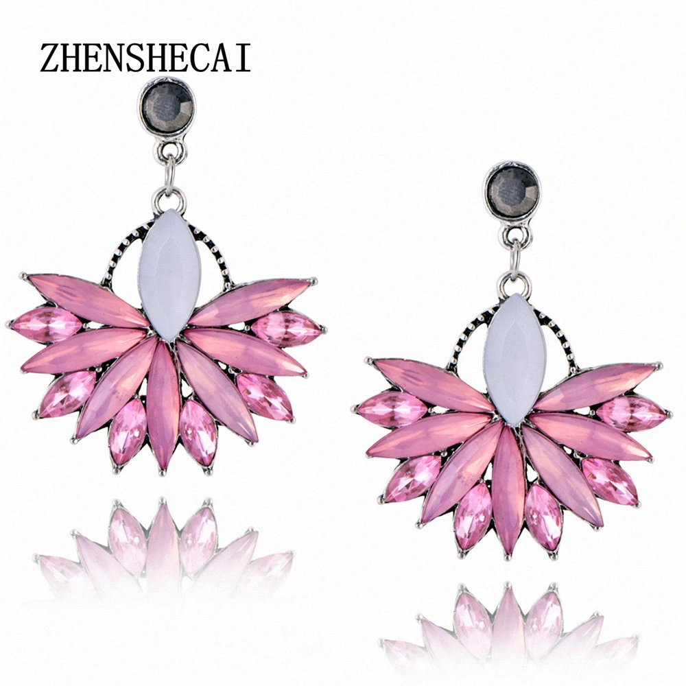 Серебряные длинные серьги с камнями большие павлиньим хвостом со стразами