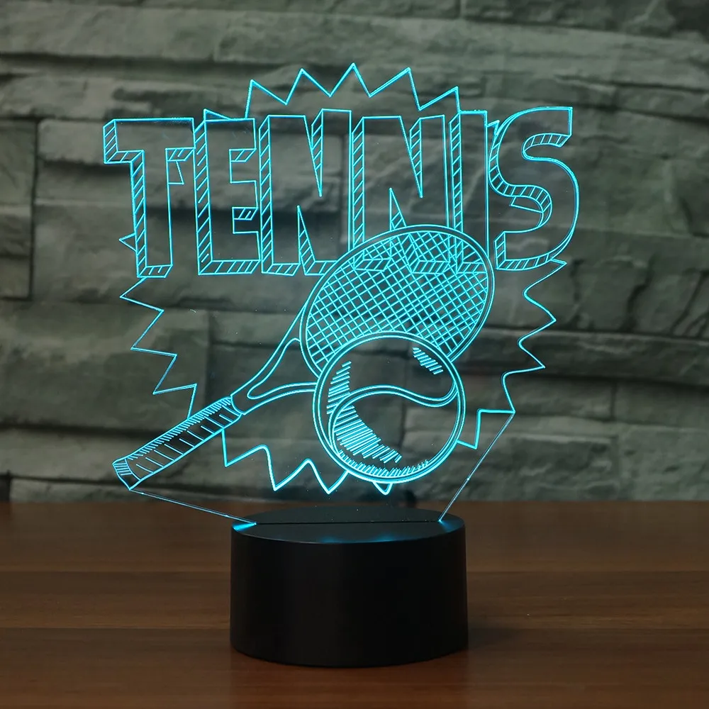 Акриловые 3D ночник Иллюзия атмосфера LED USB настольная лампа спортивный теннис
