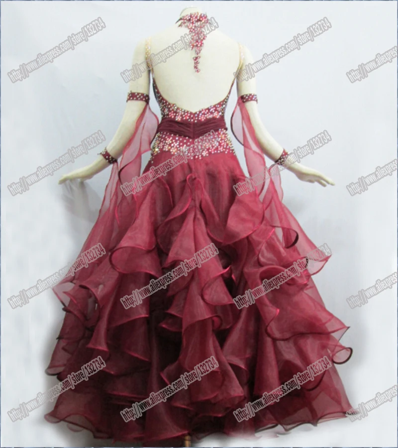 Женское платье для бальных танцев элегантное без бретелек с длинным рукавом