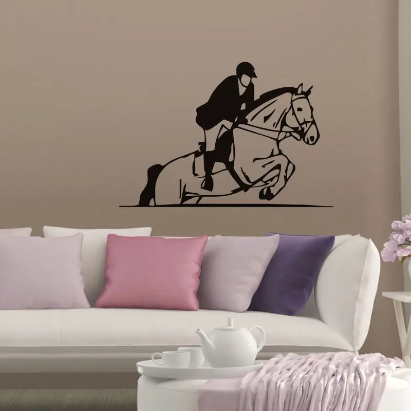 Виниловые наклейки на стену с изображением верховой езды лошади съемные
