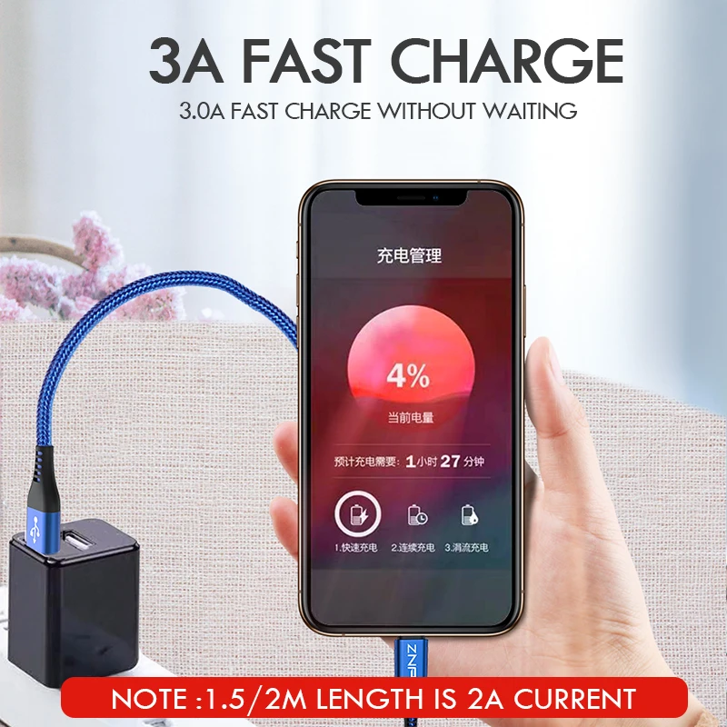 ZNP 3 А usb type-C кабель для Xiaomi Redmi Note 7 USB-C кабель для быстрой зарядки для мобильного телефона type-C для samsung Galaxy S9 S8 Plus S10