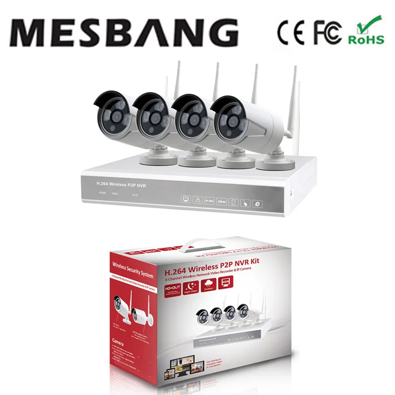 

Mesbang 720P 4 channel wireless wifi cctv IP camera nvr kits 4ch free shipping