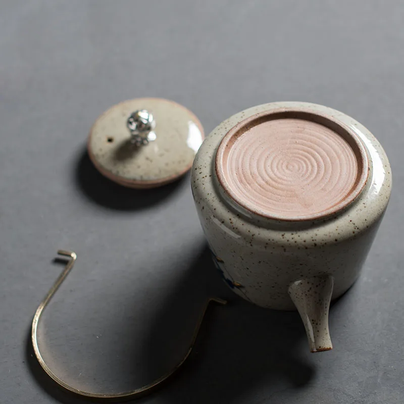 

Japanese-style Vintage Pattern Ceramic Coarse Pottery Teapot Home Drinkware Creative Handgrip Pu'er Kettle Kung Fu Tea Set Pots