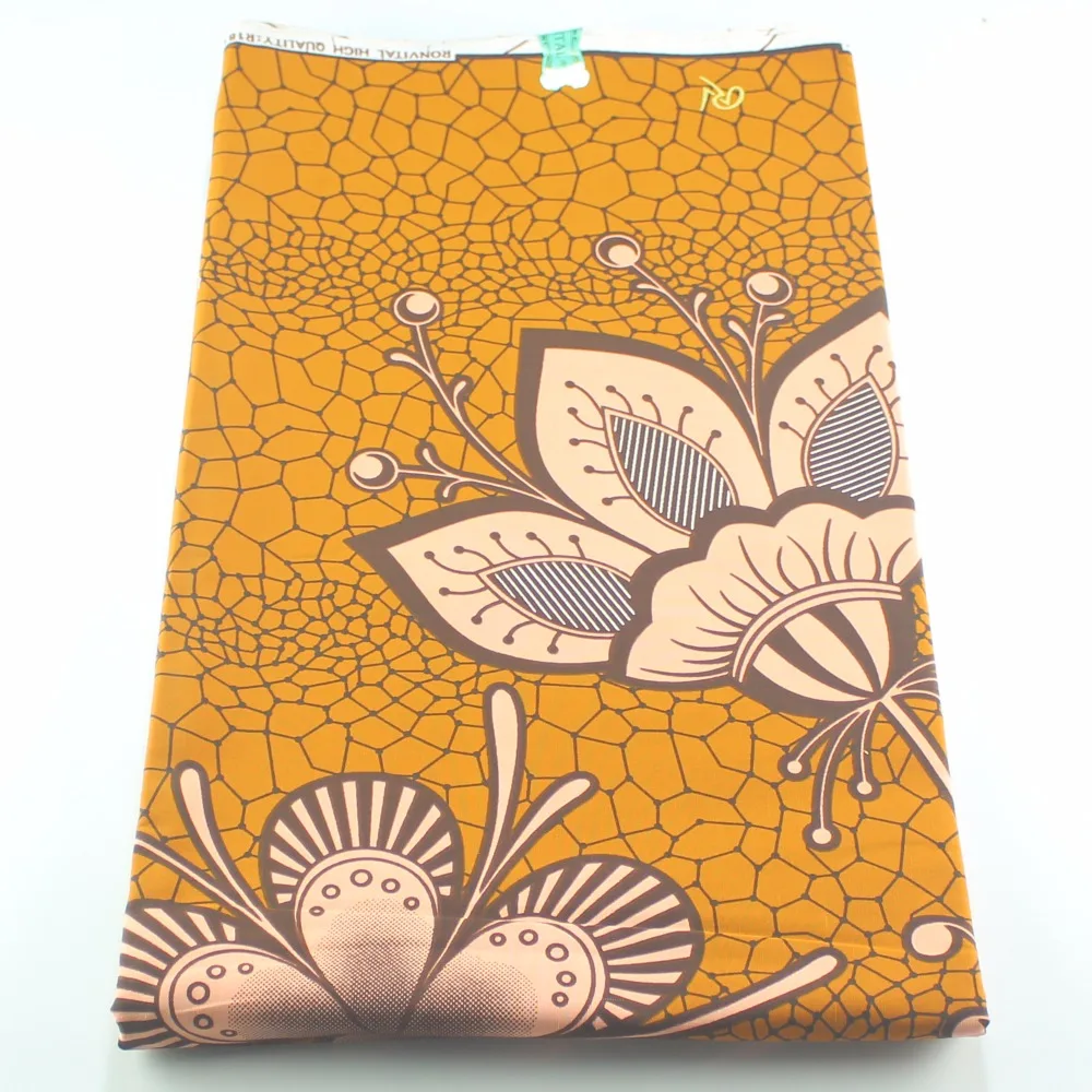 New Yellow Pattern African Cotton Fabric Ankara Printed Material Wholesale Retail Wax Print | Аксессуары для одежды