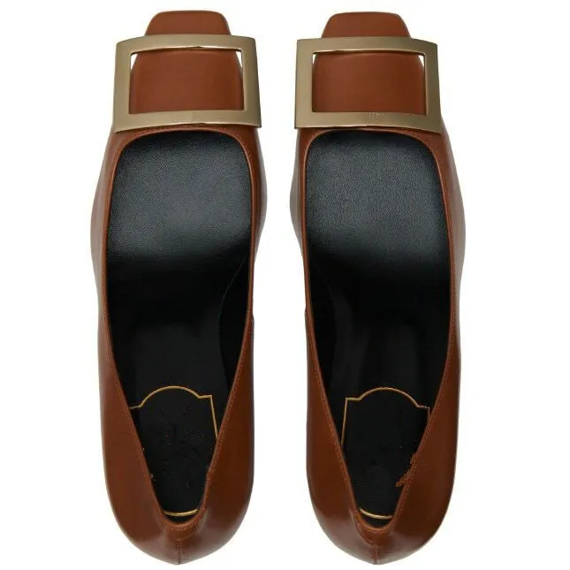 Camel-Patent Leather Туфли-лодочки; женская обувь с квадратным носком; обувь на толстом высоком каблуке; женская обувь с закрытым носком для вечеринки; Новинка года; сезон весна - Цвет: Camel-Patent Leather
