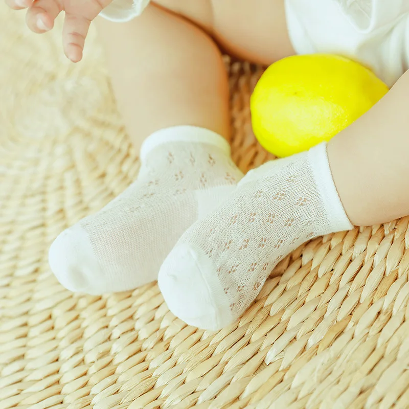 Носки для новорожденных дышащие хлопковые мягкие тонкие без костяков 5 пара/лот