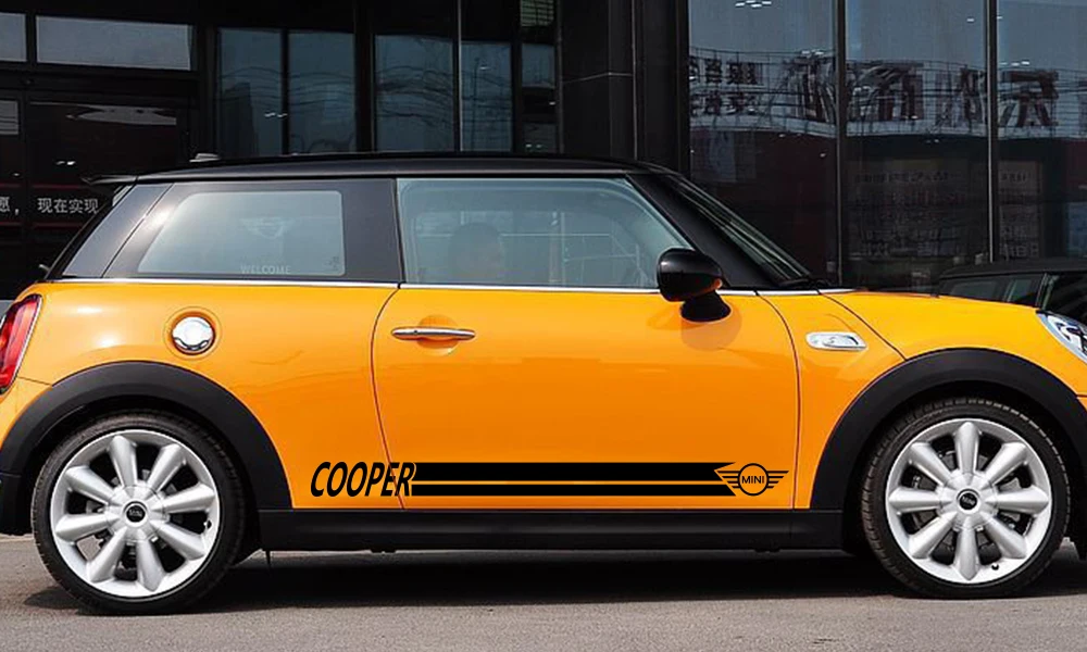 Для MINI Cooper S One JCW R50 R53 R55 R56 R57 R58 R60 F55 F56 F57 F60 боковая юбка полосы наклейки на тело автомобильные аксессуары