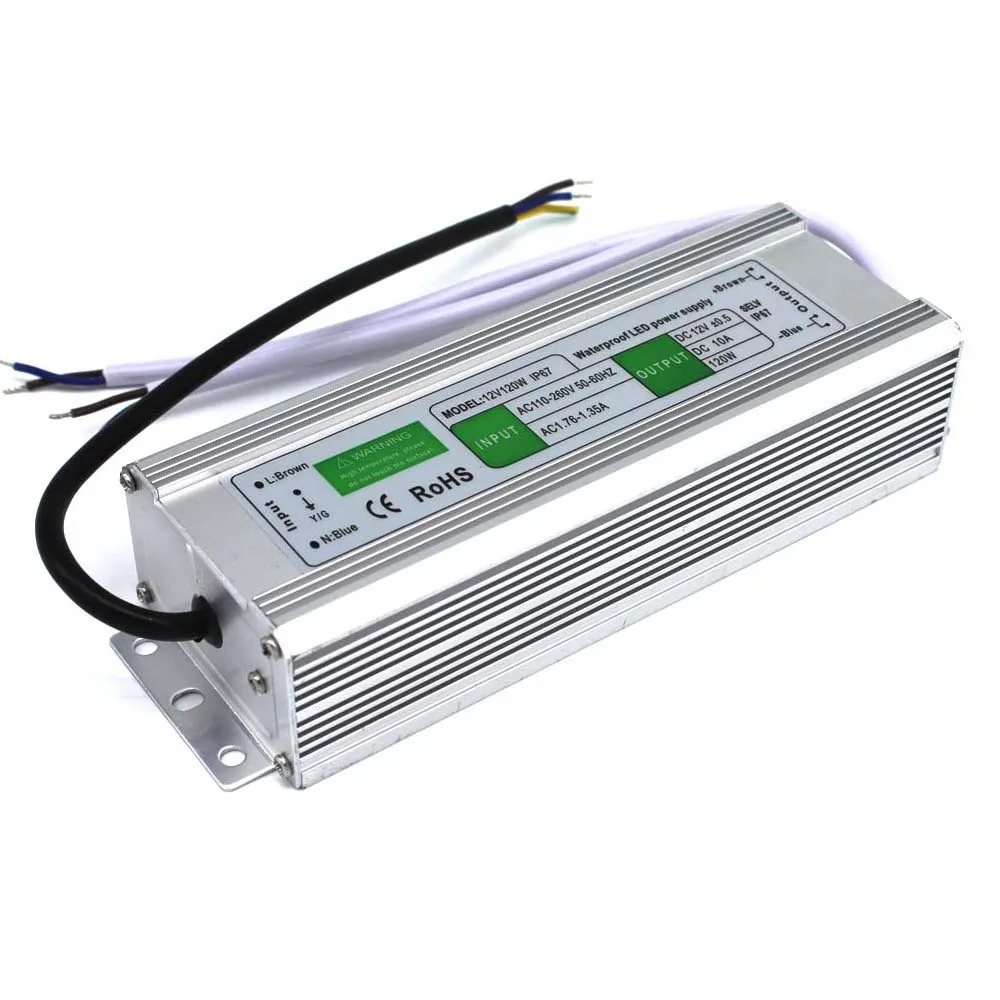 DC12V 10a 120 Вт водонепроницаемый ip67 Светодиодный источник питания от AC100 240V до 12 В