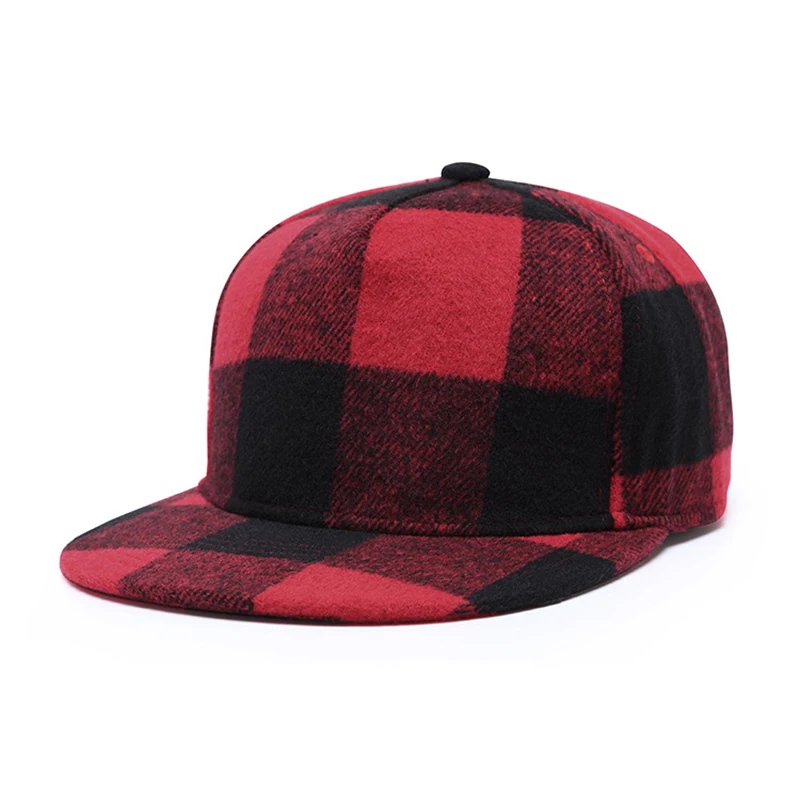 Кепка мужская Snapback хип хоп шляпа плоская Регулируемая хлопковая клетчатая