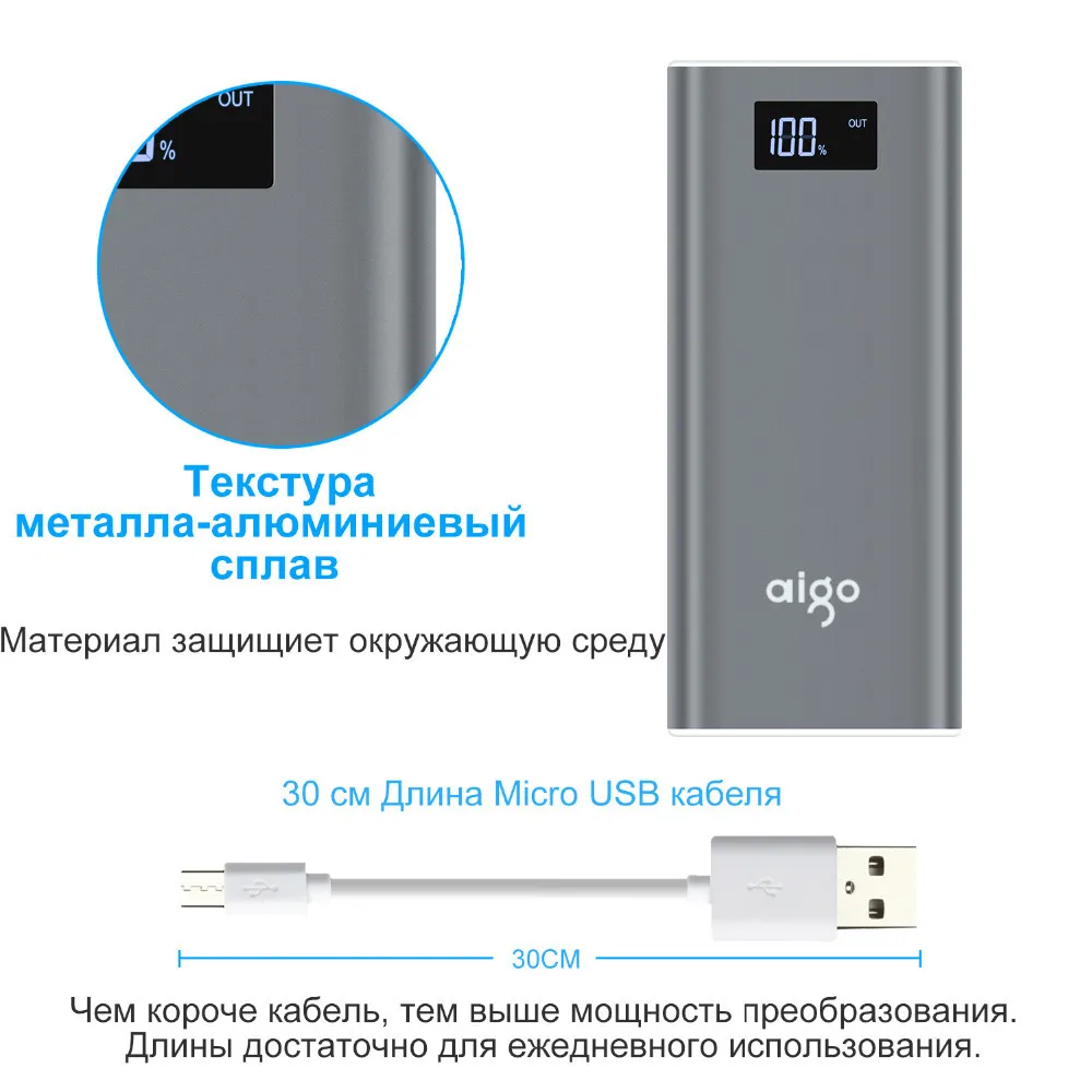 PISEN двойной жк-usb зарядное устройство 20000 мАч внешняя батарея 18650 портативный быстро зарядное устройство Powerbank для iPhone для смартфонов
