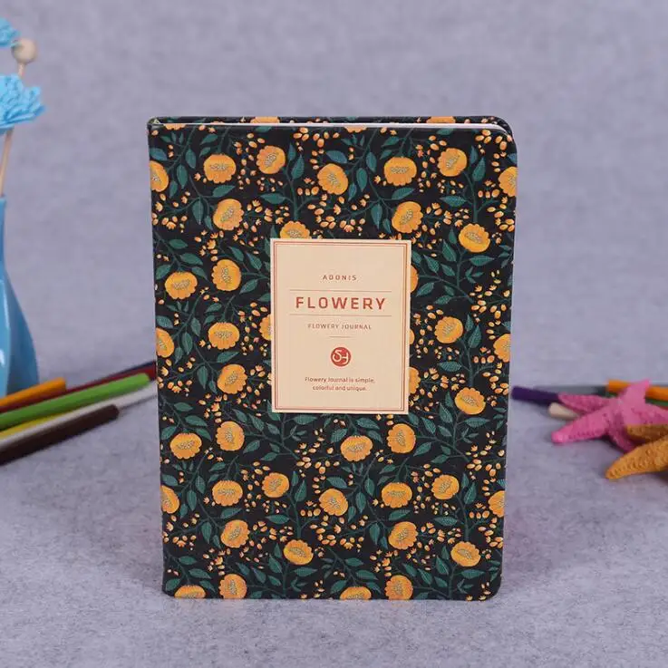 Винтажная записная книжка еженедельник из искусственной кожи с цветком Флора, блокнот Escolar Papelaria Kawaii канцелярские принадлежности