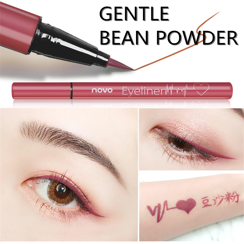 02 bean powder 6 цветов, жидкая подводка для глаз, карандаш, NOVO, косметика для глаз, стойкий, водостойкий, Черная Подводка для глаз, ручка для женщин, макияж - Цвет: 02 bean powder