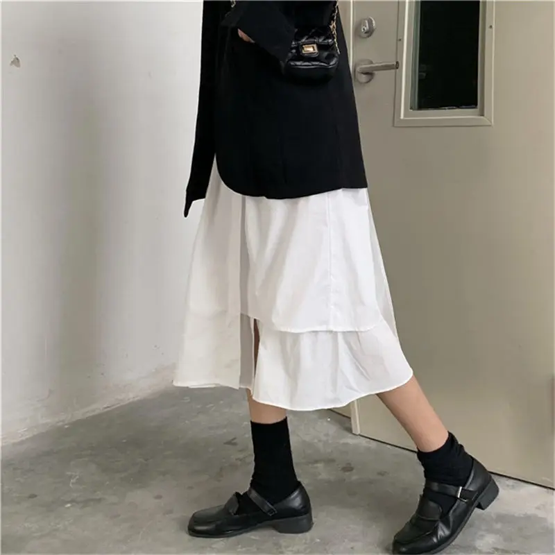 Юбка Hzirip Женская однотонная с высокой талией милая Свободная юбка в винтажном