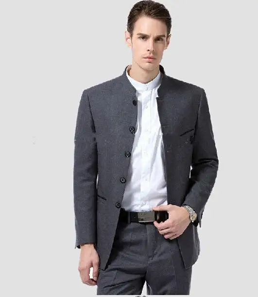 (JacketPantTie) новое поступление 2020 дешевле воротник стойка серый официальный модный