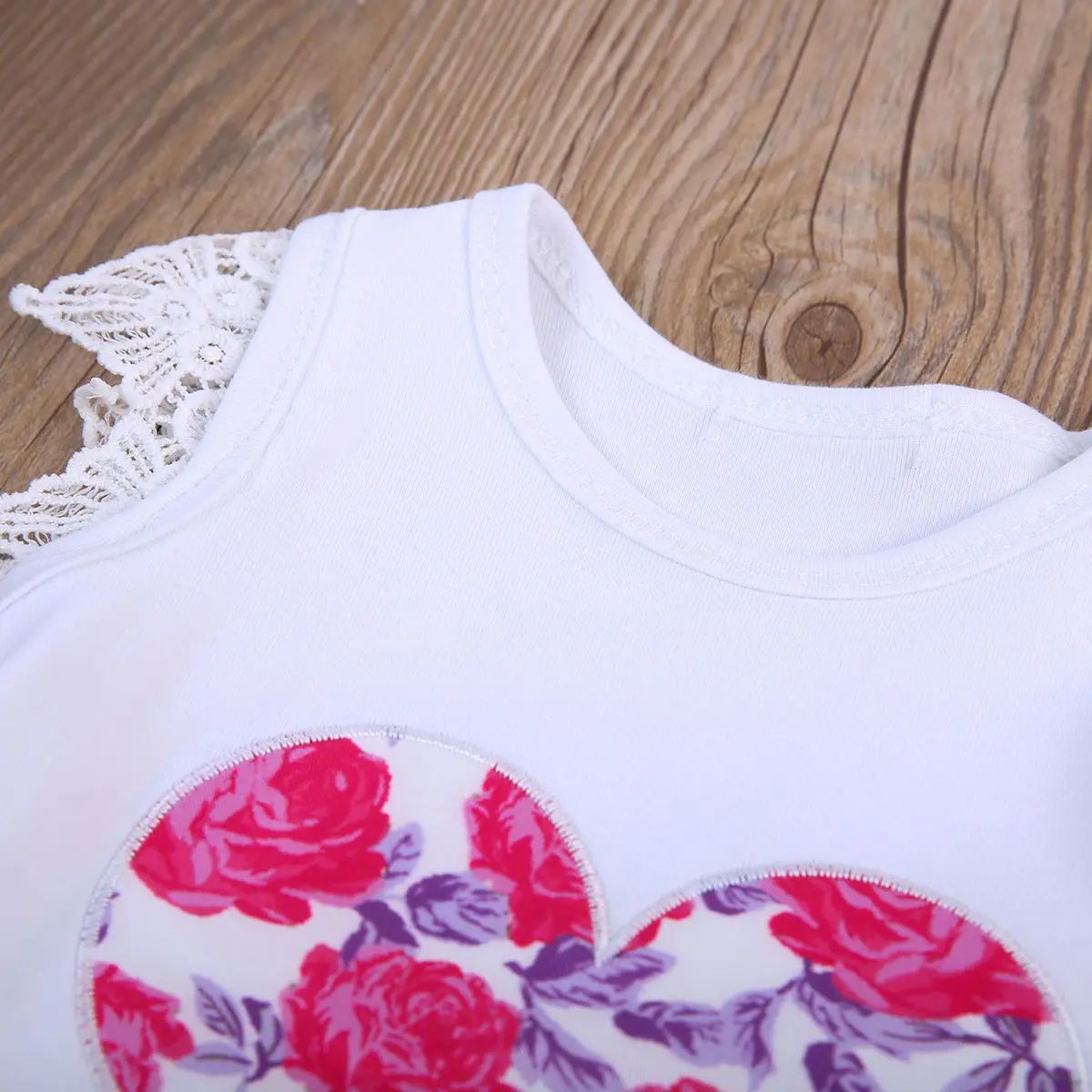 Комплект детской одежды из 3 предметов с цветочным кружевом для детей 6-12 месяцев