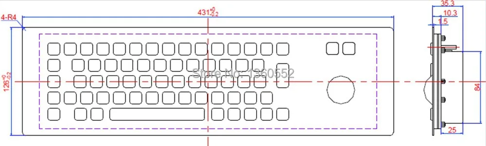 Киоск с креплением на панели черного цвета промышленная компьютерная клавиатура