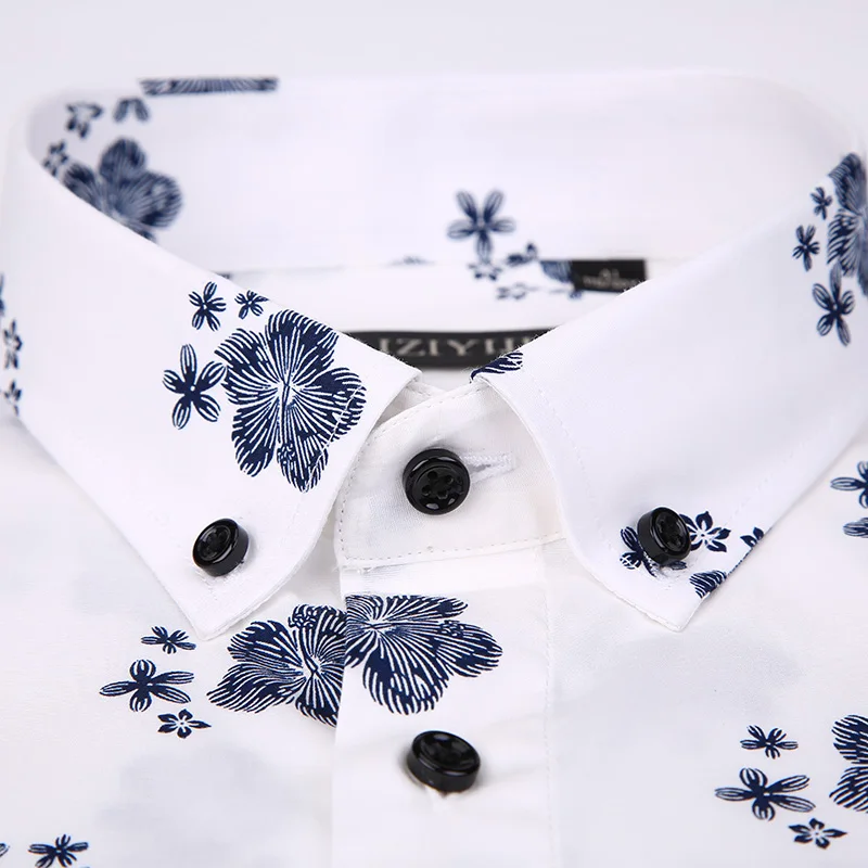 Для мужчин Slim-fit Цветочный принт короткий рукав платье рубашка с потертостями и в удобный тонкий смарт Повседневное закругленный подол длинным рукавом футболки