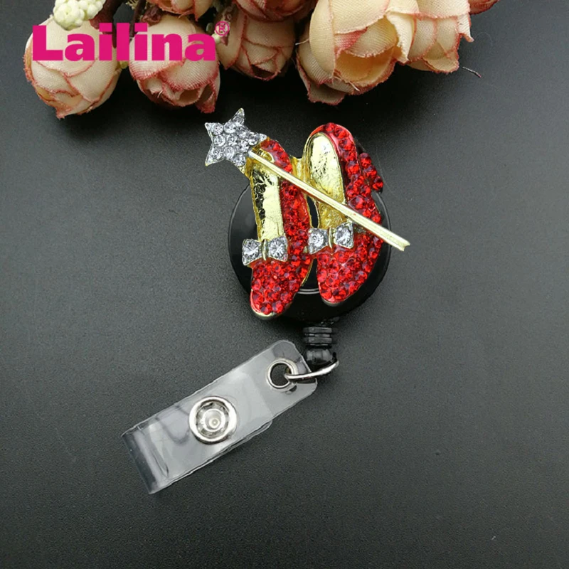 Красная Хрустальная обувь и звезда Dorothy Wizard Of Oz Style Shoes ID Badge Reel | Украшения