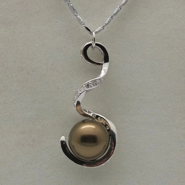 free shipping 4 colors lady's silver plated 12mm blue/pink/gray/brown shell pearl bead designed pendant for Valentine's gift |