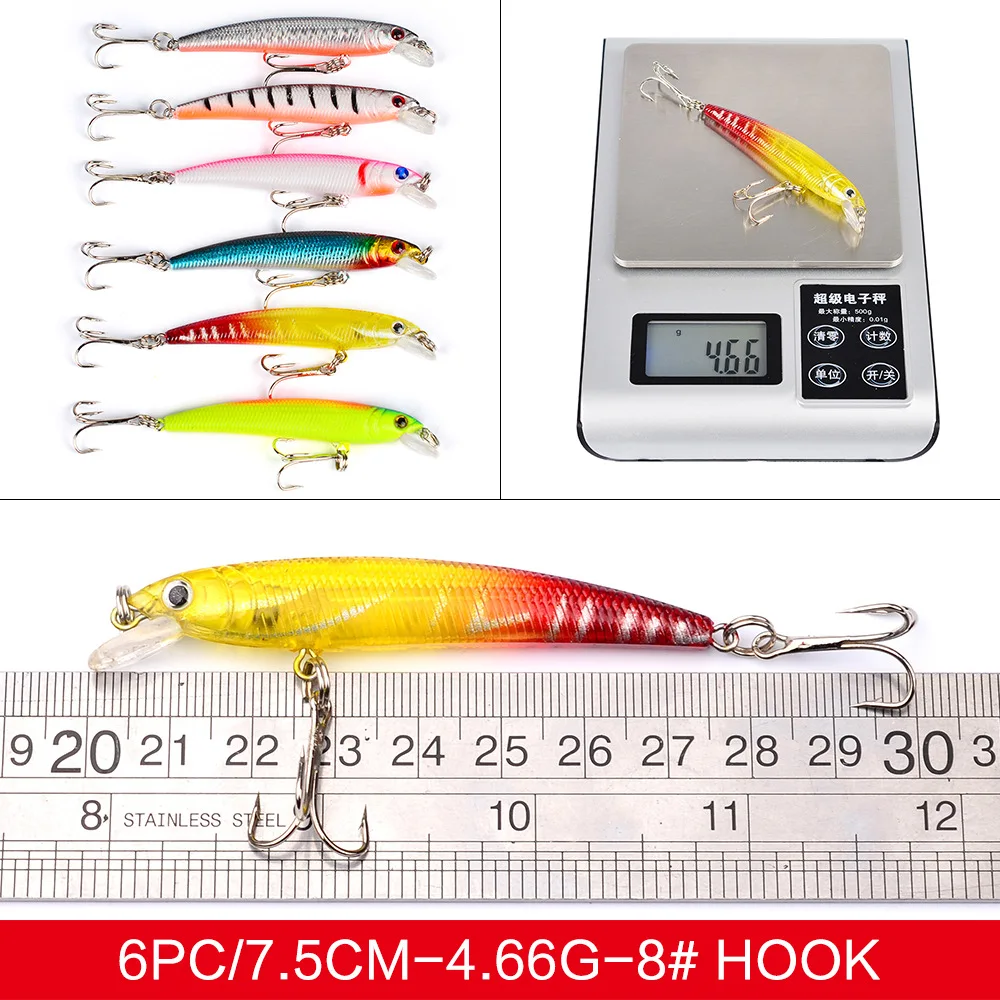 43pcs/lot Mix Minnow Fishing Lures Fly Lure Set Hard Bait Tackle | Спорт и развлечения