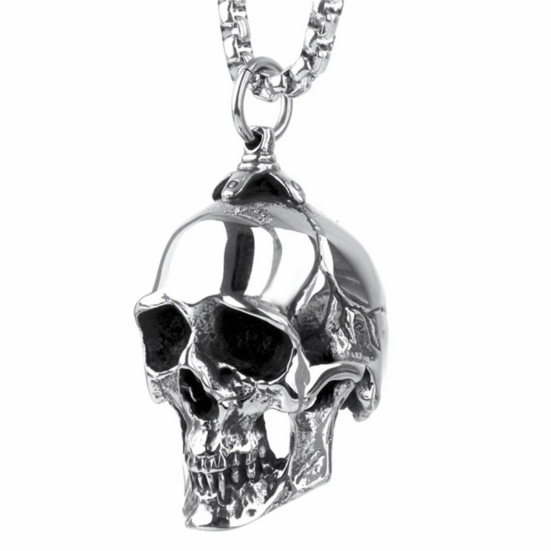 Серебряные украшения для мужчин мальчиков большой череп Нержавеющая сталь