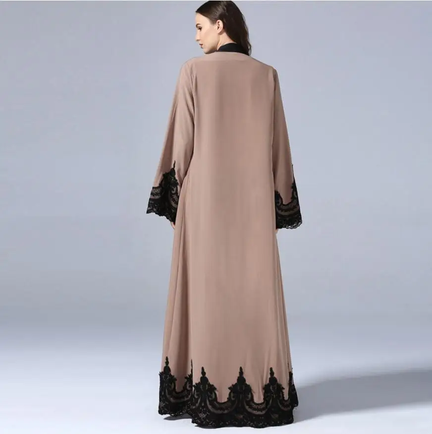 Модный мусульманский Повседневный кружевной халат с вышивкой для взрослых