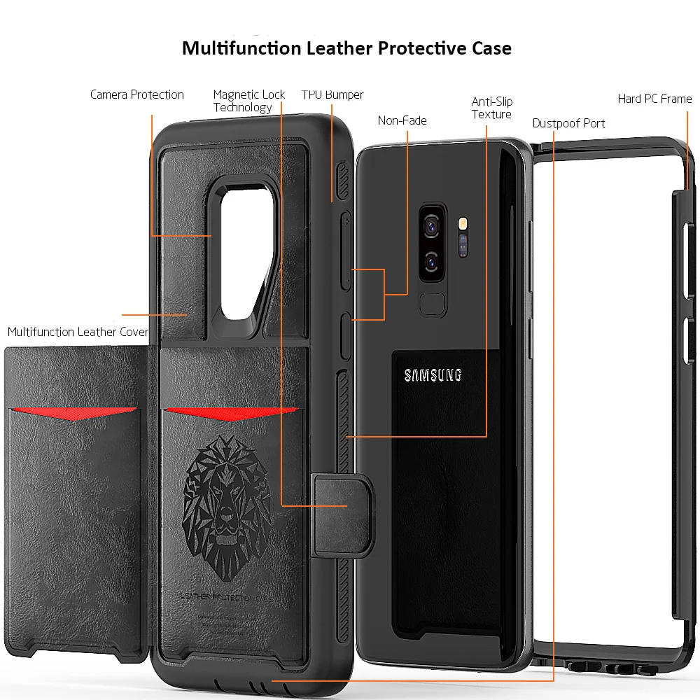 2018 Новый CBL PC + ТПУ PU кожаный чехол для Samsung S20 S10 Plus Note 9 с несколькими отделениями