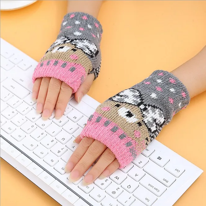 1 пара весенние женские теплые перчатки зимние вязаные варежки без пальцев с