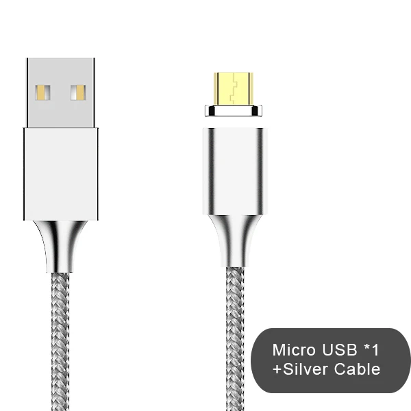 Micro with sliver NOHON Магнитный зарядный кабель, шнур для синхронизации данных, освещение, 8 Pin для iPhone X 7 8 Plus, быстрая зарядка, Micro usb type C для samsung S8 S9 - Цвет: Micro with sliver