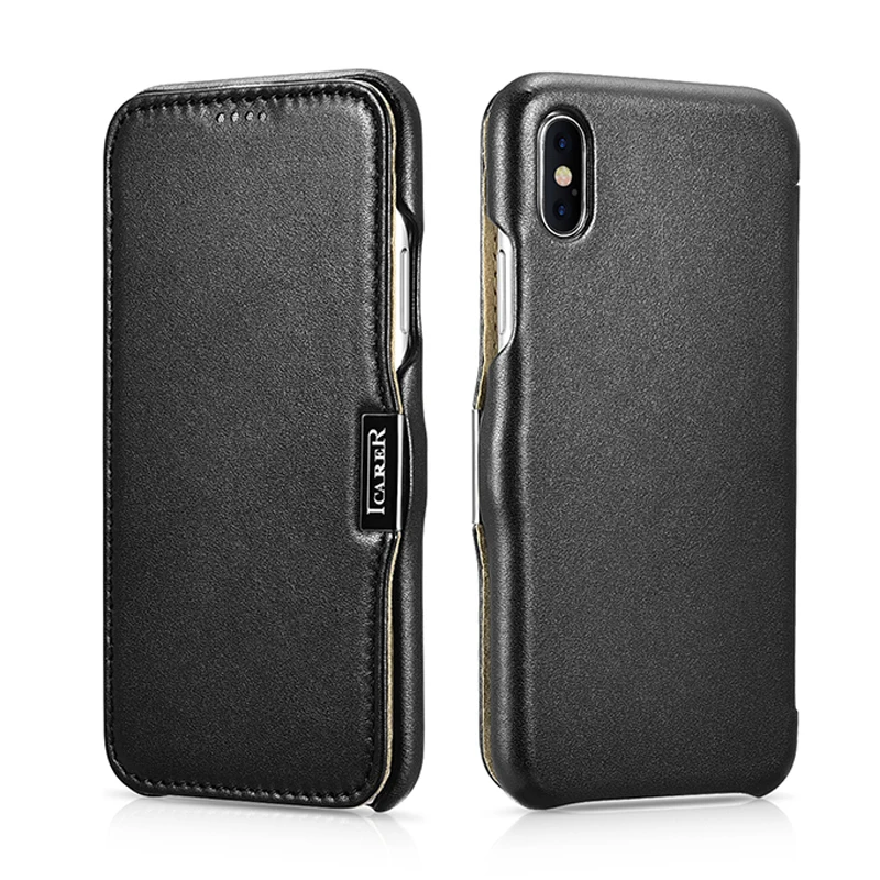 Оригинальный чехол ICARER из натуральной кожи для iPhone XS MAX роскошный флип XR/XS MAX/X