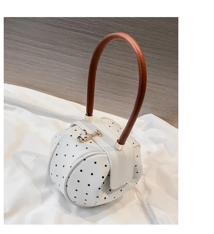 Женские Сумки из искусственной кожи, модная мини сумка с волнистыми точками, кожаная маленькая круглая сумка с ручкой сверху, Дамский шикарный вечерний клатч, кошелек Bolso Femenino