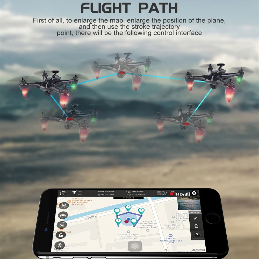 Профессиональные с GPS RC Дроны HD 1080 P 5G WI FI Камера Drone Follow Me (следуй за мной)