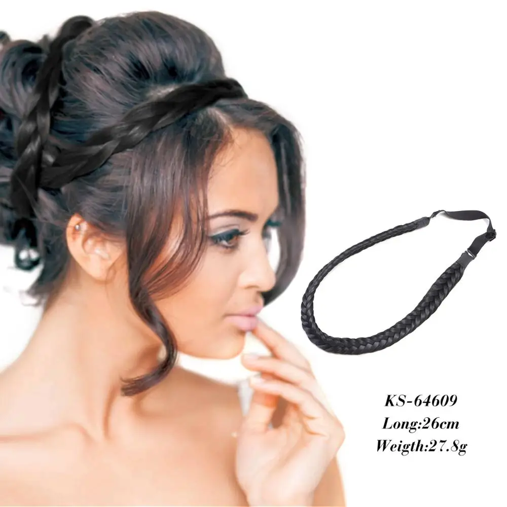 

Neitsi Braided Headbands Fake Hair Plaited Hair Band Braiding Hair Accessories Synthetic Hair Extension Hairpiece For Girl Women
