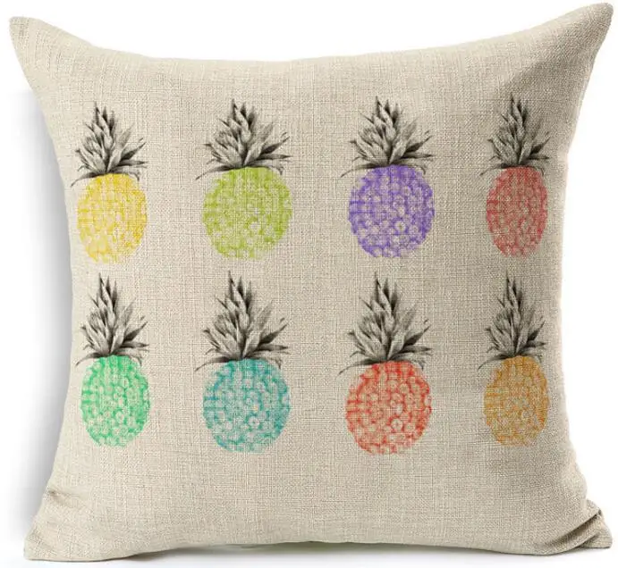 Pineapple Cushion Cover Ananas Printed Linen Pillow Home Decoration Car Sofa Decorative Pillowcase Almofadas 45x45cm | Дом и сад