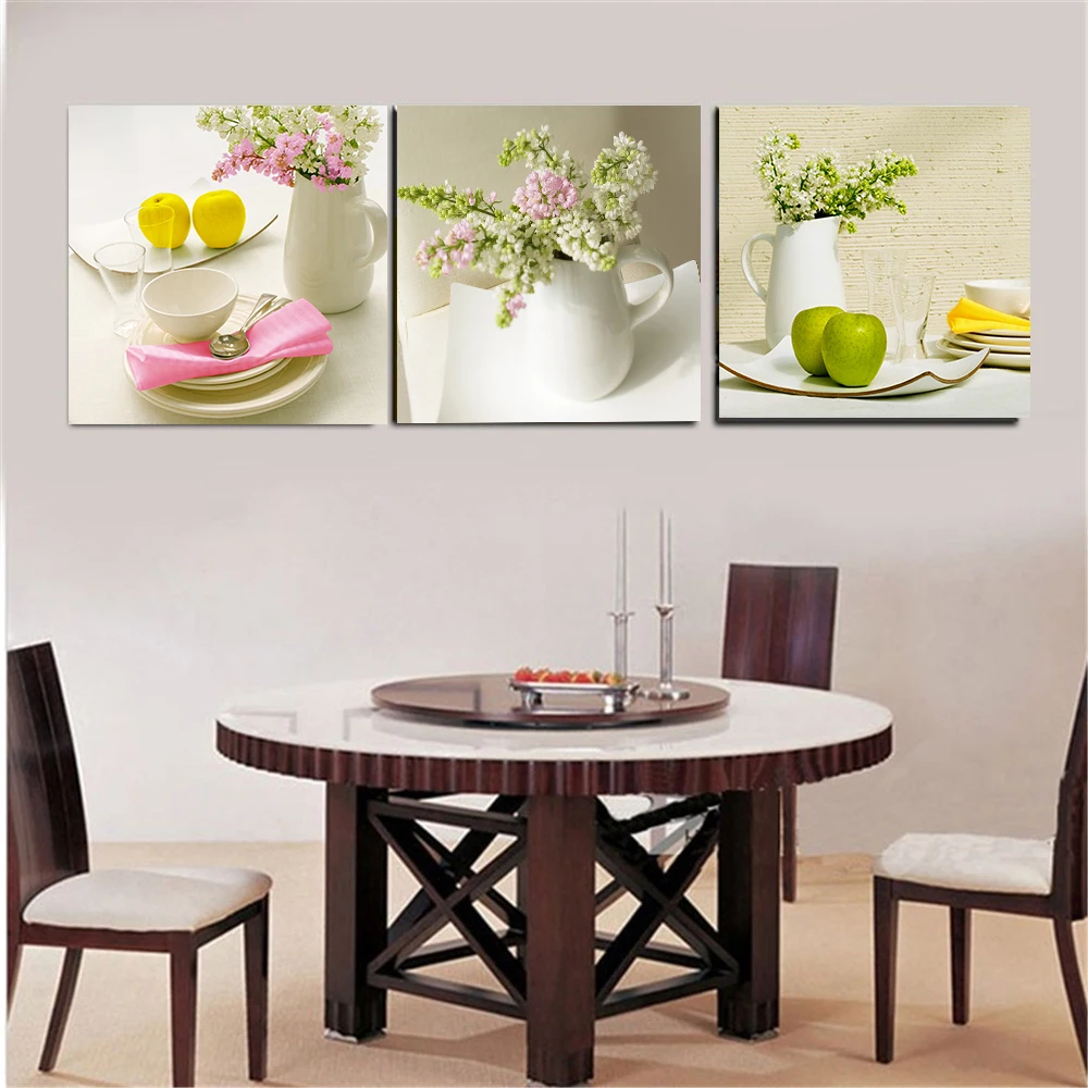 Настенная художественная Модульная картина из 3 предметов ваза с фруктами